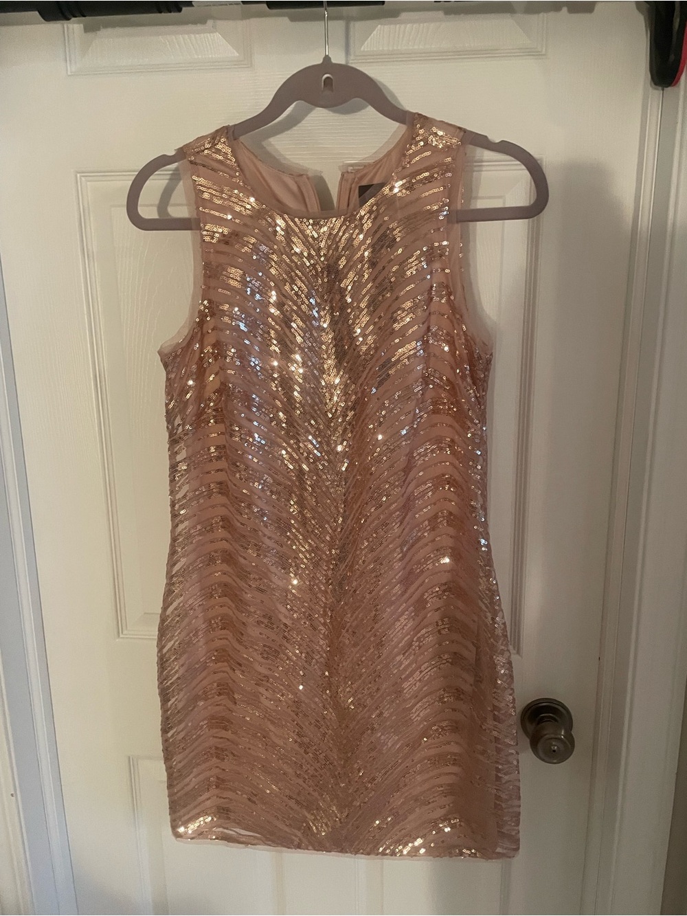 Sleeveless Rose Gold Sequin Party Dress